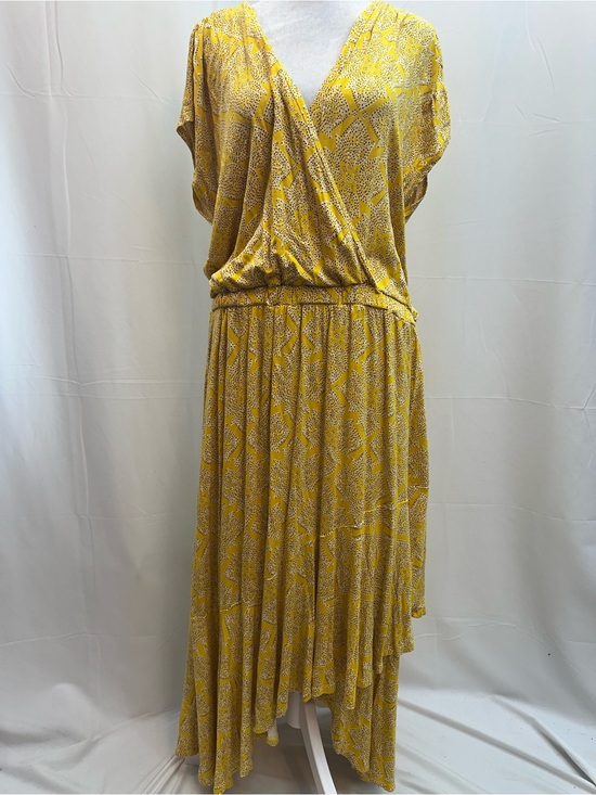 Maeve Dresses & Skirts - Maeve Yellow Printed Maxi Dress with V-Neck XL